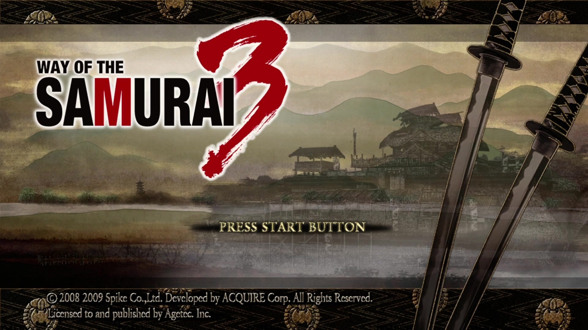 Way Of The Samurai 3 title screen for Xbox 360